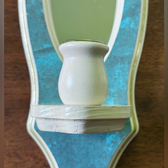 Vintage wooden mirror wall sconces - Picture 8 of 12